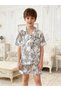 Boys Floral Print Pocket Detail Shirt and Shorts Pyjama Set - 4