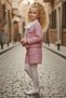 Girl's Square Line and Gold Button Jacket, Scarf Shirt, Plaid Detailed Pink Chanel Shorts Set - 3