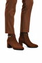 Brown Suede Zippered Women's Heeled Boots with Fur Inside