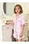 Girls Pink Bow Print Shirt and Shorts Pyjama Set - 4