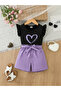 Girls Heart Graphic Top and Shorts Set