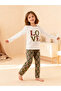 Girls Text Print Round Neck Top and Printed Pyjama Set - 3