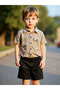 Boys Striped Short Sleeve Shirt and Shorts Set - 2