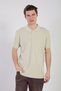 Men's Waffle Polo Neck T-Shirt - Stone