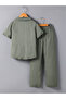 Boys Khaki Linen-Look Shirt and Trousers Set - 2