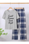 Boys Grey T-Shirt and Checked Pyjama Set - 2