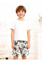 Boys White Short Sleeve T-Shirt and Shorts Pyjama Set - 8