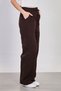 Women's Waist Tie-Detail Cotton Pack Loose Pants - Brown - 4