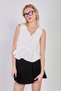 Women's elastic waist v-neck sleeveless blouse - ecru