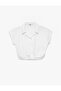 Buttoned Sleeveless Shirt Collar T-Shirt with Tie-Up Detail - 4