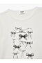 Bow Printed Short Sleeve Crew Neck Cotton T-Shirt - 4