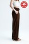 Women's 100% Cotton Palazzo Pants Brown High Waist Wide Leg Summer Casual Pants - 3