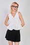 Women's elastic waist v-neck sleeveless blouse - ecru - 2