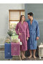 Zena Unisex Plum Dark Blue Towel Bathrobe Set of 4 - 3