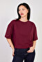 Women's Crew Neck Short Oversized T-Shirt - Plum - 2