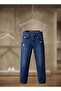 Boy's Stonewashed Ripped Detailed Jeans Denim - Denim Pants Laser Cut - Blue Jean - 12 Years - 3