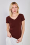 Women's Front and Back V-Neck Short Sleeve Bodysuit - Bitter Brown