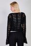 Women's Spanish Sleeve a Lace-Like Knit Cardigan - Black - 5