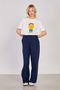 Women's Beli Tie-Detail Loose Trousers with Cotton Pockets - Navy Blue - 5