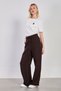 Women's Waist Tie-Detail Cotton Pack Loose Pants - Brown