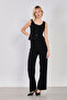 Women's button-down u-neck Vest - black - 4