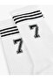 Number Printed Striped Socket Tennis Socks - 3