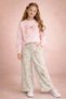 Girl's Soft Pink Color Soft Fabric Bow Detail Sweatshirt - Pastel Pink - 12-13 Years - 2