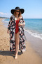 Viscose Satin Fabric Kimono - Pareo - Dressing Gown - (Belt Included) - Black - 7