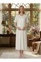New Season Ecru Summer Lace Embroidered Design Buttoned Short Sleeve 100% P Cotton Maternity Nightgown - 3