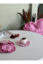 Candy Linen Ruffled Coaster Pink Checked