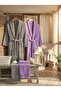 Zena Unisex Lavender Anthracite Towel Bathrobe Set of 4