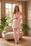 New Season Pink Maternity Summer Wear Wide-Strap Elegant Lace Piece Buttoned 100% Cotton Pajama Set - 3