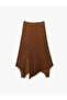 Polka Dot High Waist Asymmetrical Midi Skirt in Pleated Crepe Fabric - 4