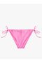 Matte Fabric Drawstring Bikini Bottom with Tie Sides - 4