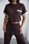 Women's Bitter Brown Color Block Top and Bottom Set with Elastic Waist and Soft Textured Fabric - 6