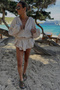 Muslin Fabric Shirt Ruffled Mini Shorts Jumpsuit - 6