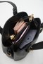 Women's Black Double Handle Inner Pocket Drawstring Leather Crossbody Hand and Shoulder Bag - 4