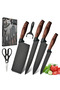 6-Piece Black Kitchen Knife Set, Professional Ultra Sharp Knife Block Set with Ergonomic Handle
