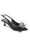 Feles Scarf Ribbon Detailed Open Back Stiletto Women's Heeled Shoes Black - 2