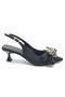 Feles Scarf Ribbon Detailed Open Back Stiletto Women's Heeled Shoes Black - 3