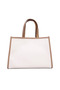 Women Cream Wavy Patch Color Block Tote Bag