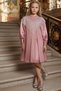 Girl's Pleated Chiffon Dusty Rose Dress with Ruffled Collar and Diamond-Studded Shawl Detail - 2