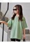 Girls Green Graphic Oversized T-Shirt