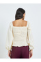 White Smocked Detail Balloon Sleeve Blouse - 6
