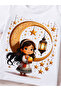 Girls White Ramadan Kareem Graphic T-Shirt - 4