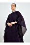 Purple Shimmer Plisse Kaftan with Crystal Collar - 3