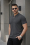 Men's Zippered Polo Neck Slim Fit Knitwear T-Shirt - 5