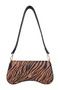 Gold Buckled Zebra Patterned Women's Shoulder Bag Baguette Model - 3