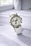 White Leather Strap Large Case Chronograph Style Wristwatch Quartz with Calendar - 2