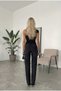 Women's Black Gold Buckle Detail Shoulder Drape Detailed Sandy Blouse Hzl26W-Fry123741 - 4
